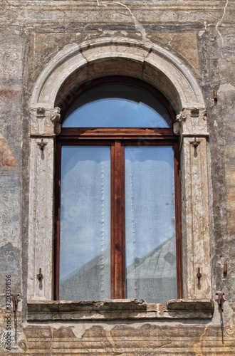 Detail of the window on the historical Cazuffi-Rella houses  Trento  Italy