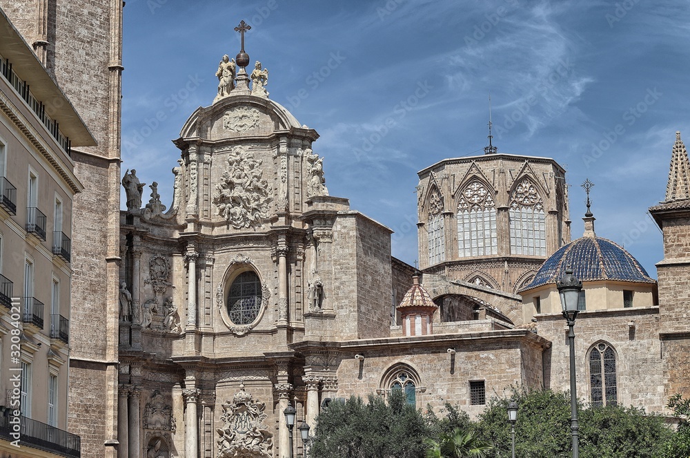 Facade of the Valencia Cathedral, Spain