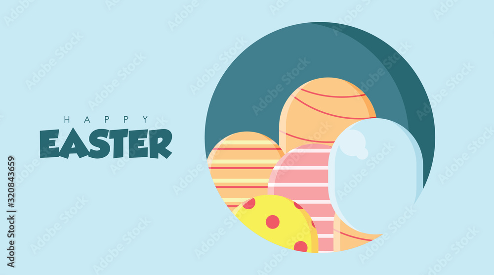 Flat happy easter day background illustration