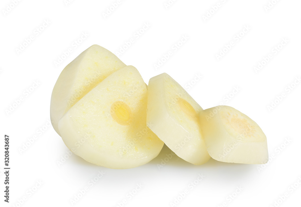 garlic clove isolated over the white background