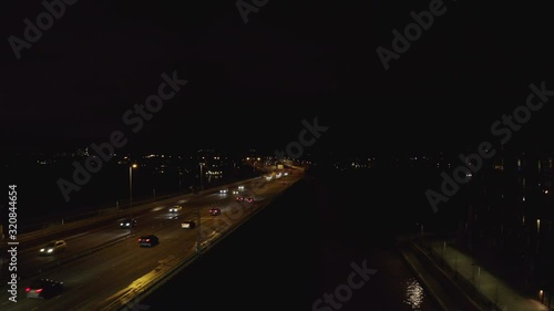 Wallpaper Mural Drone view of highway traffic at night. Dolly in. Torontodigital.ca