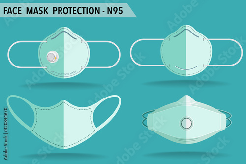 Collection Face Mask Protection N95 Vector Isolate For Anti Dust Mask