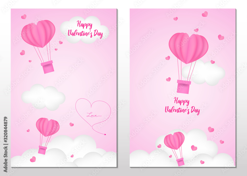 Happy Valentine's Day for postcard of Pink lady paper art of vector.