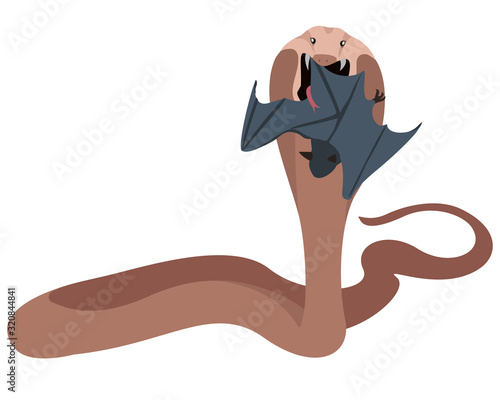 Venomous Snake eating bat vector Coronavirus flu Concept