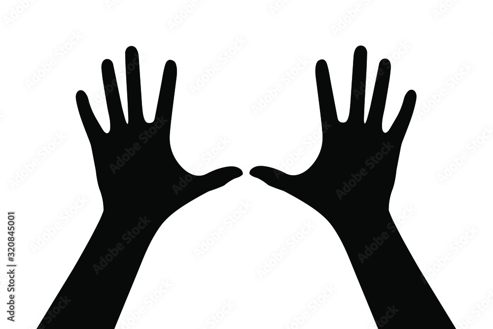 Two male hands on a white background. Vector. Hands reach and grab.