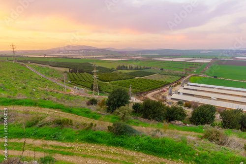 Sunset view of the eastern part of the Jezreel Valley photo