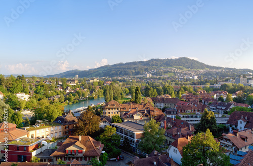 View of mountain Gurten from Bern, Switzerland, in sunny afternoon. photo