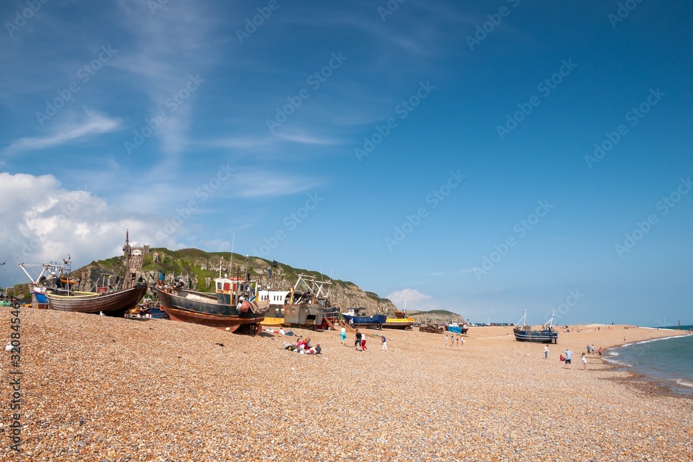 Fishing Boats at the Beach of Hastings, Sussex, England