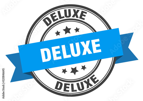 deluxe label. deluxeround band sign. deluxe stamp