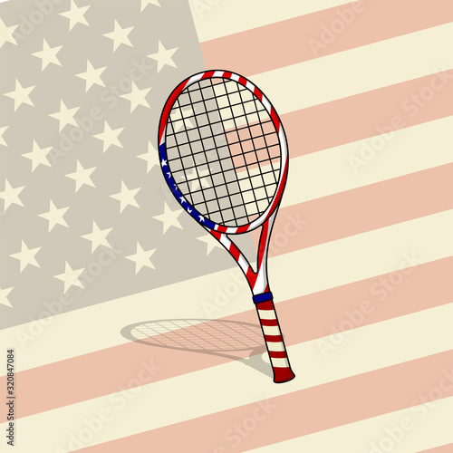 Tennis Racket with American Flag Design
