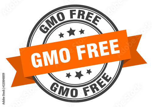gmo free label. gmo freeround band sign. gmo free stamp