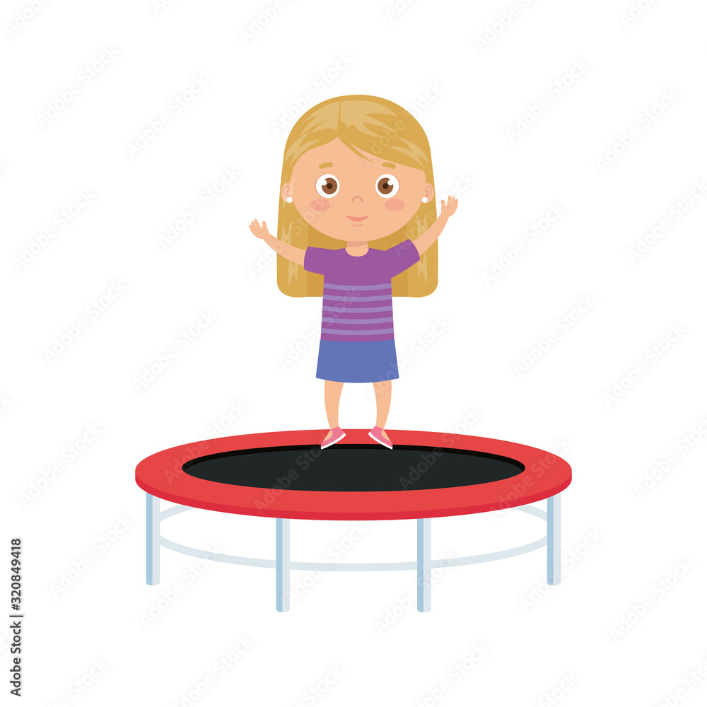 cute little girl in trampoline jump game vector illustration design cute little girl in trampoline jump game vector illustration design