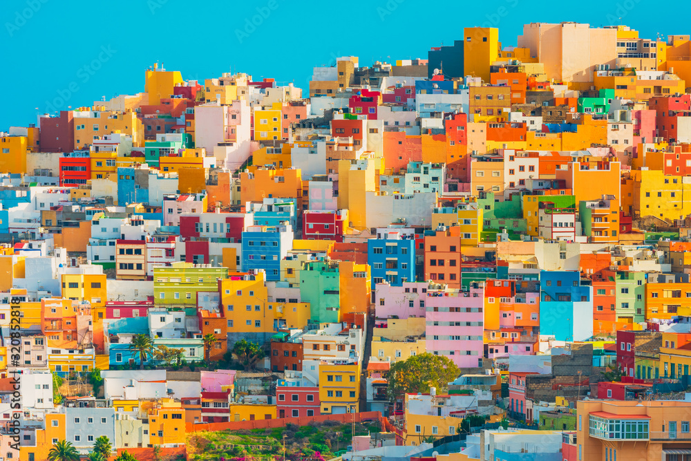 Colourful houses in Las Palmas Gran Canaria Spain
