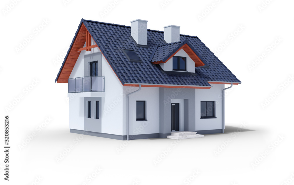 Modern house isolated on white with clipping path. Render 3d illustration Modern house isolated on white with clipping path. Render 3d illustration