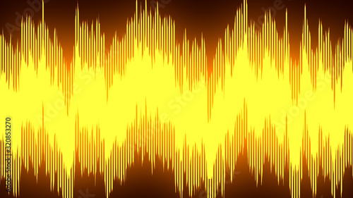 Speaking sound wave lines illustration. Yellow gradient motion abstract background.