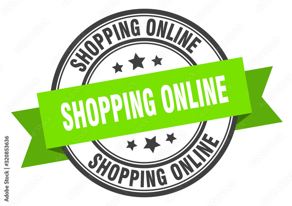 Obraz premium shopping online label. shopping onlineround band sign. shopping online stamp