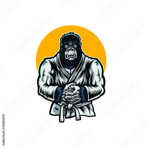 Martial Arts Gorilla Mascot Illustration