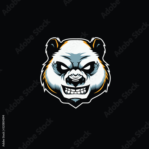 Angry Panda Head Mascot Logo