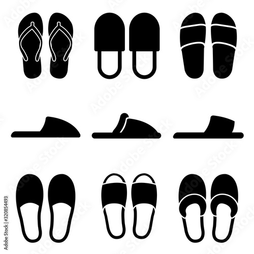Slippers set icon, logo isolated on white background