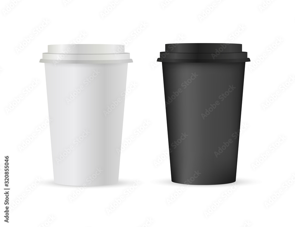 Close up take-out coffee with brown cap and cup holder. Isolated on white background. Vector Illustration Close up take-out coffee with brown cap and cup holder. Isolated on white background. Vector Illustration