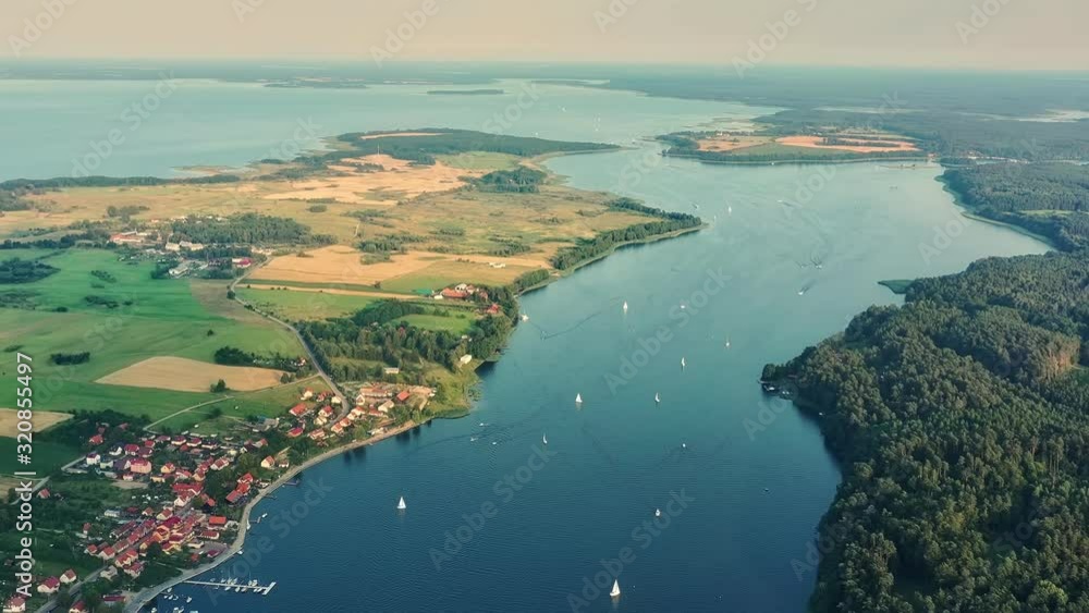 The very high perspective of a lakeshore landscape. The very high perspective of a lakeshore landscape.