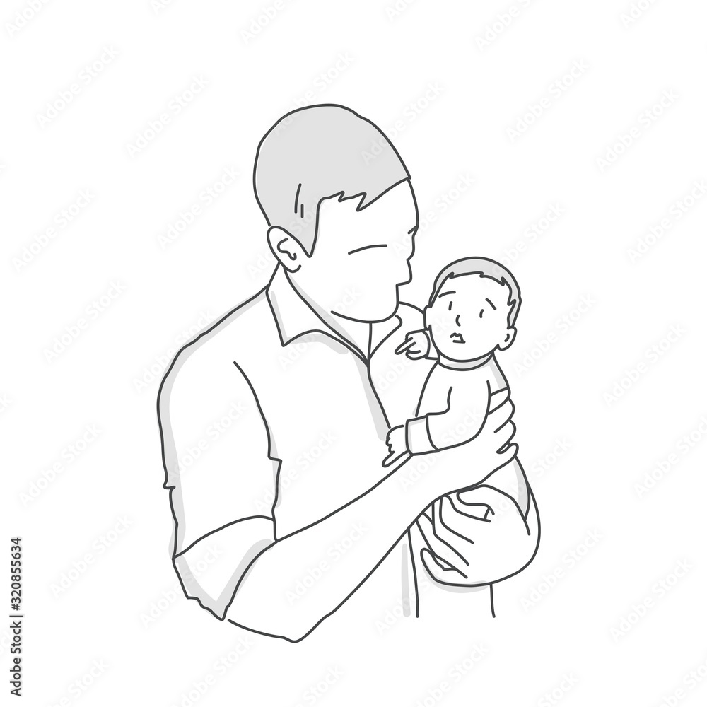 Man and woman looking at screen of digital tablet. Line drawing vector illustration. Man and woman looking at screen of digital tablet. Line drawing vector illustration.