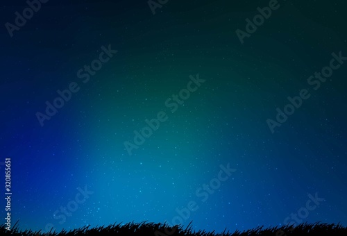 Dark Blue, Green vector texture with milky way stars. Glitter abstract illustration with colorful cosmic stars. Template for cosmic backgrounds.