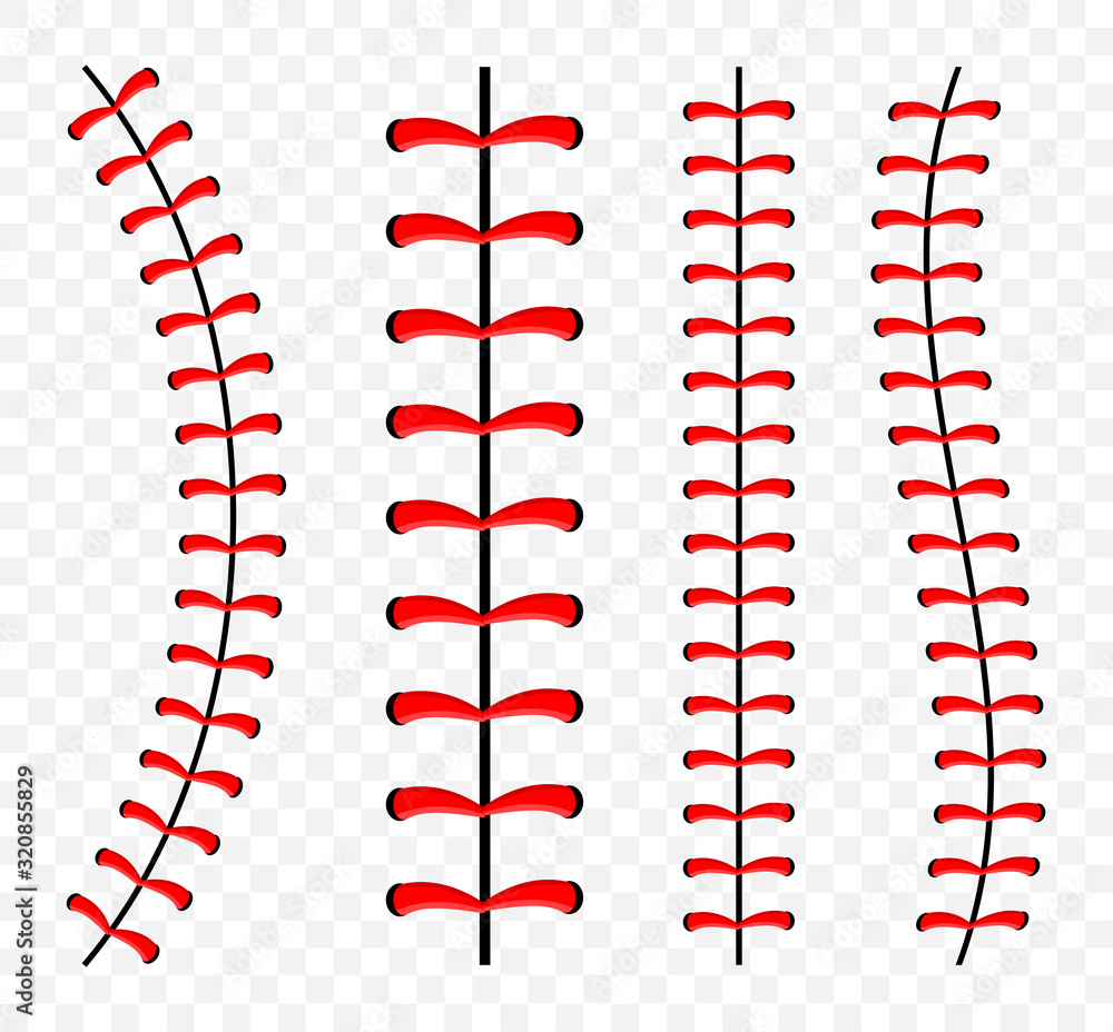 Vecteur Stock Baseball ball stitches, red lace seam isolated on background.  | Adobe Stock