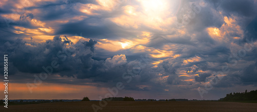 Obraz na plátně Climate change concept with asperitas storm clouds, banner