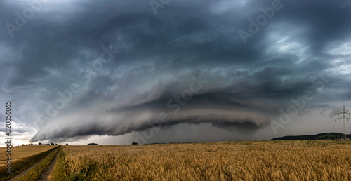 Beautiful supercell thunderstorm in the summer