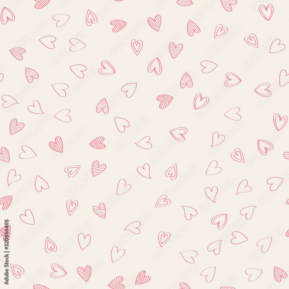 Doodle Lovely Valentines Day background seamless pattern with cute hearts. Vector illustration. Doodle Lovely Valentines Day background seamless pattern with cute hearts. Vector illustration.