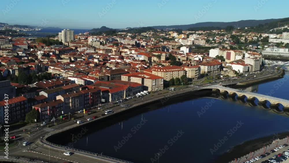 Panoramic circle pan view of Pontevedra, Galicia. Spain. Aerial Panoramic circle pan view of Pontevedra, Galicia. Spain. Aerial