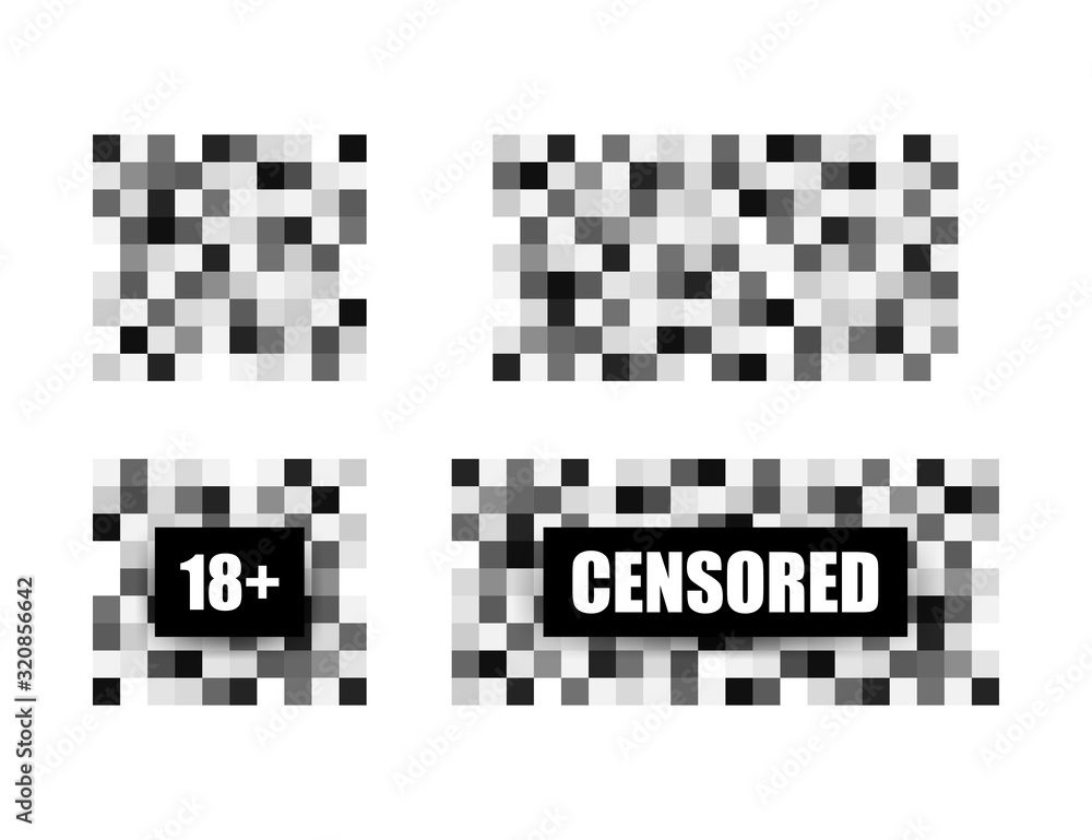 Pixel censored sign. Black censor bar concept. Vector illustration Pixel censored sign. Black censor bar concept. Vector illustration