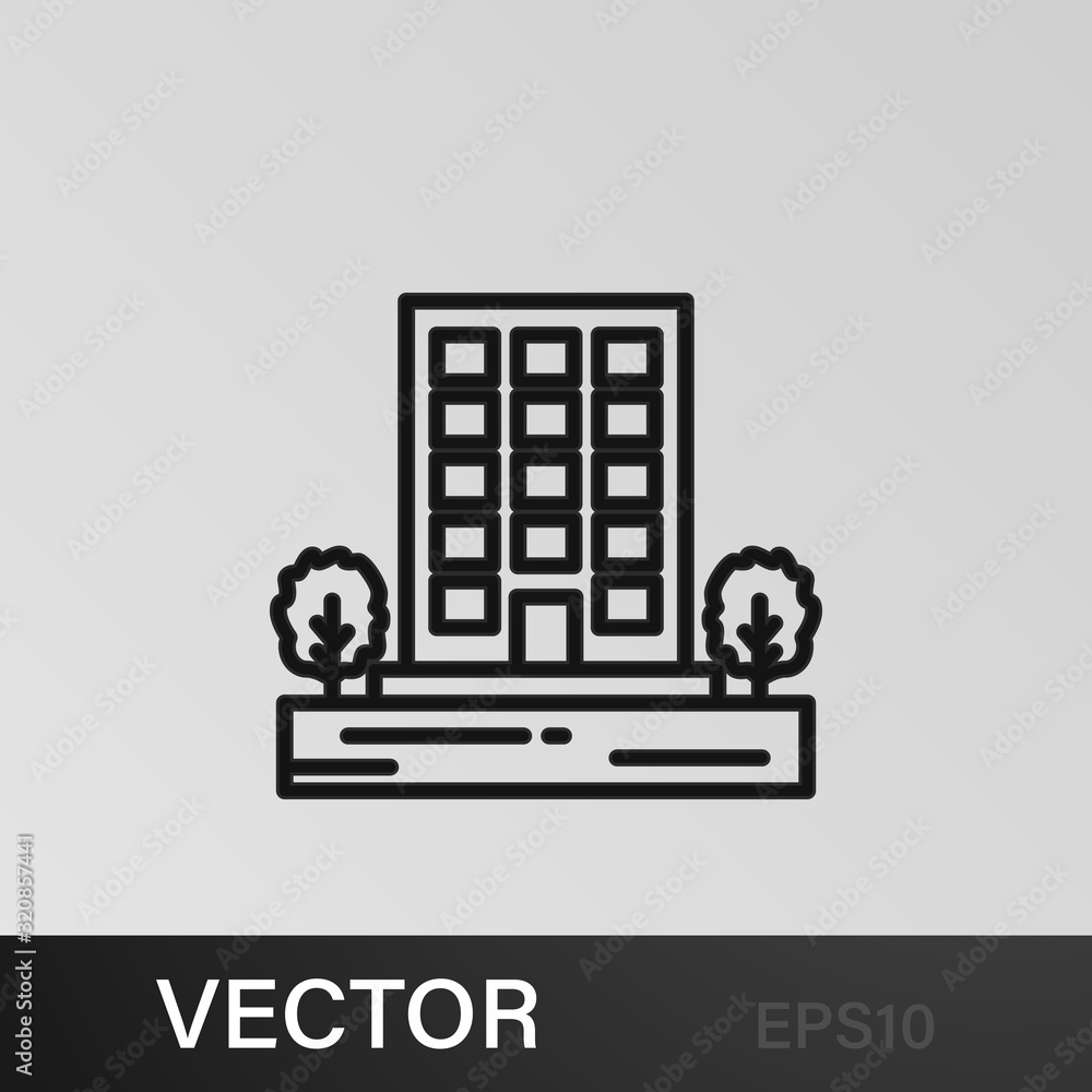 Building, trees outline icon. Element of landscapes illustration. Signs and symbols outline icon can be used for web, logo, mobile app, UI, UX Building, trees outline icon. Element of landscapes illustration. Signs and symbols outline icon can be used for web, logo, mobile app, UI, UX