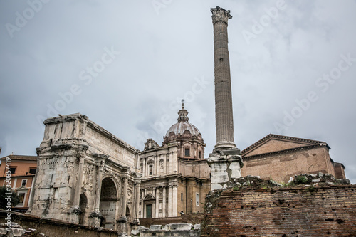 Ruins of the Roman Forum at Palatino hill. Rome, Italy