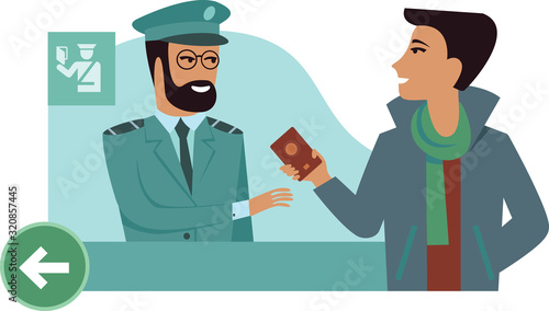 Welcome to the country Border control counter concept
