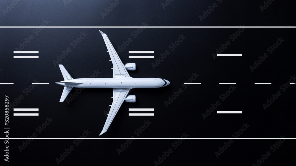 Privat passenger plane fly up over take-off runway from airport on black background. Transport hub Privat passenger plane fly up over take-off runway from airport on black background. Transport hub