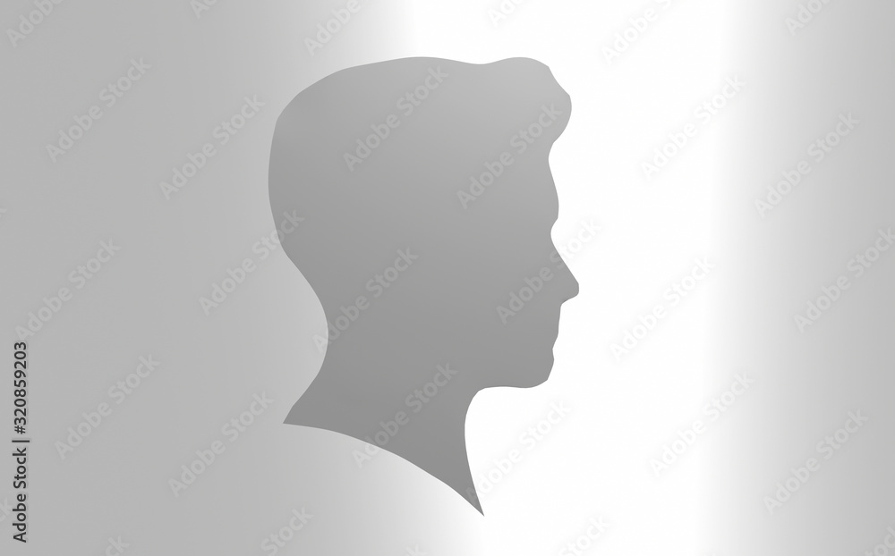 Strong male image. The head of a man. Form. 3D rendering