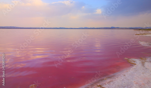 Pink Lake from Torrevieja, Spain.