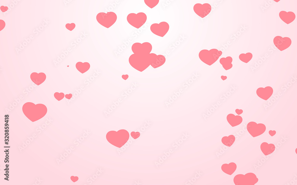 Valentine day pink hearts on pink background.