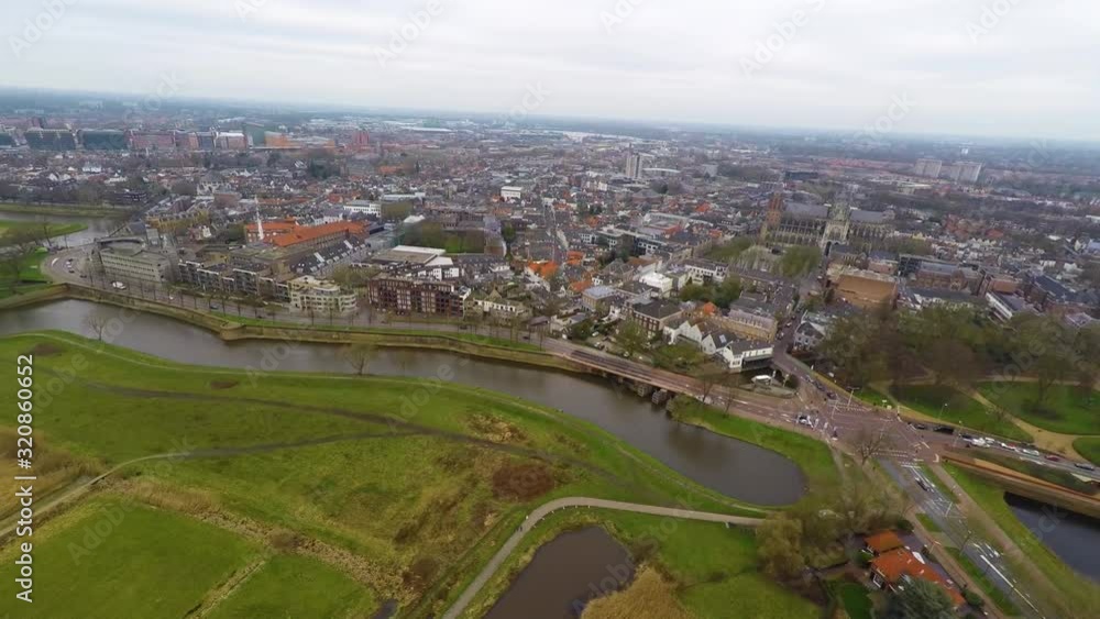 Flying up the the skyline of 's-Hertogenbosch in the Netherlands Flying up the the skyline of 's-Hertogenbosch in the Netherlands