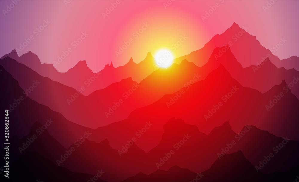 sunrice mountains eps 10 illustration background View - vector
