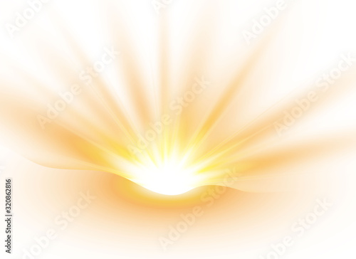 Sunrise, dawn. Sunlight a translucent special design of the light effect. Vector illustration.