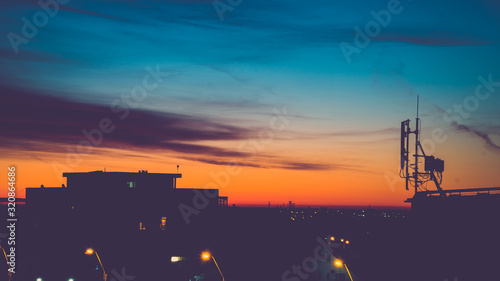 Sunrise over city 