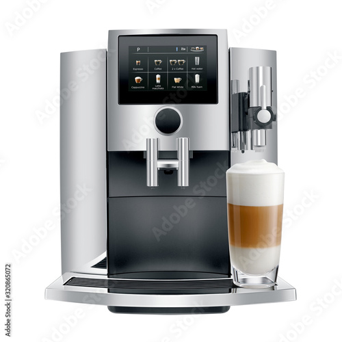 Leinwand Poster Automatic Espresso Coffee Machine Isolated on White