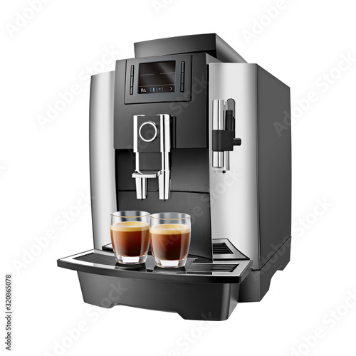 Fotobehang Automatic Espresso Coffee Machine Isolated on White
