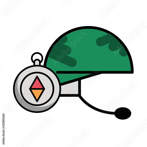military force helmet with microphone isolated icon
