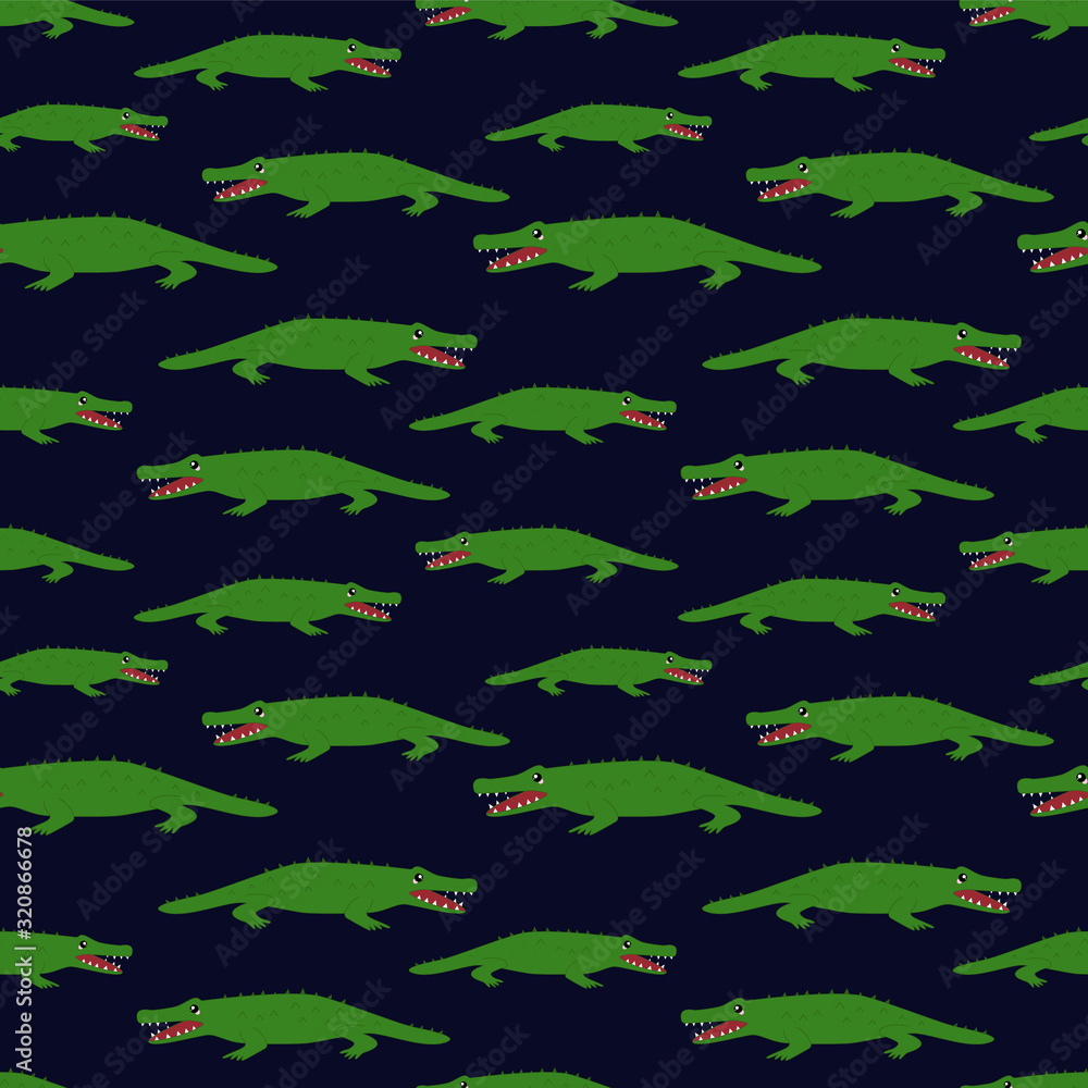 Vector seamless pattern of cute crocodiles. Vector seamless pattern of cute crocodiles.