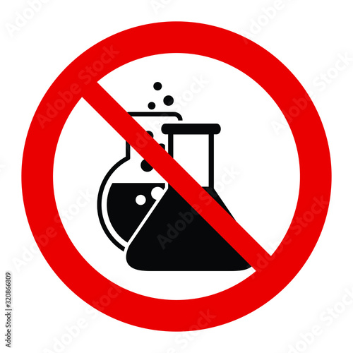 No chemical. chemicals free vector sign. No GMO vector icon. The red circle prohibiting sing 