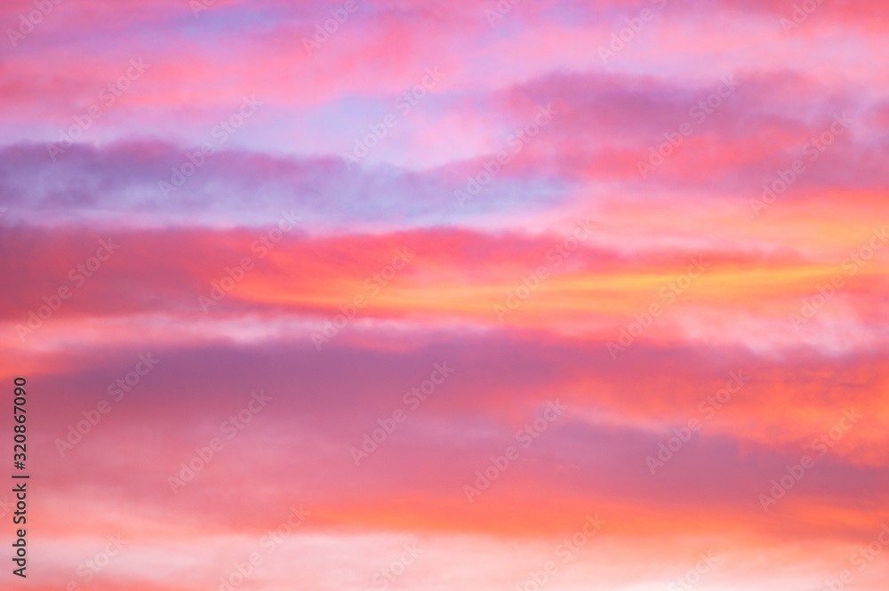 Red and yellow clouds in the sunset sky